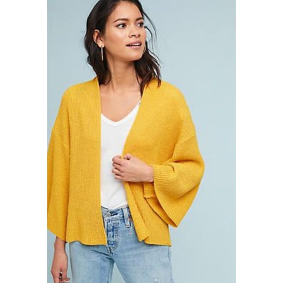 Anthropologie Sweaters - Anthropologie Cropped Knit Kimono Marigold Sweater